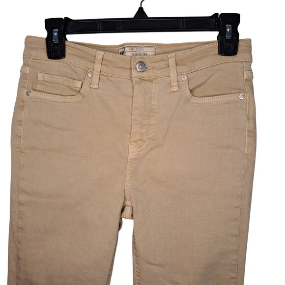 FP Free People Distressed Khaki Tan Skinny Cropped Ankle Jeans Size 26 - Picture 4 of 8